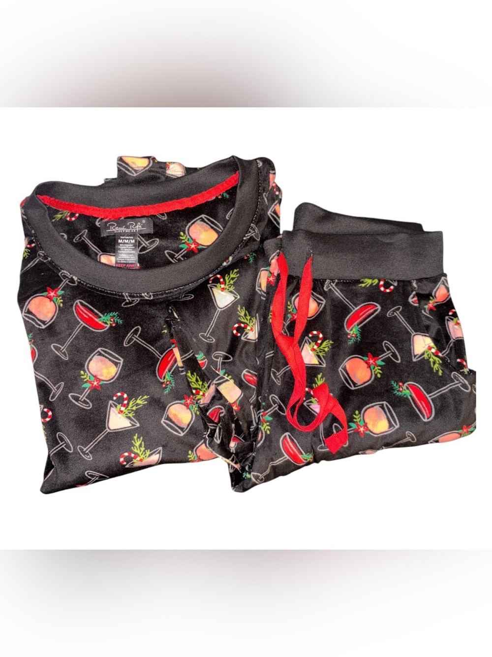 Black Cocktail-Print Pajama Set